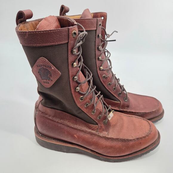 Mens 11.5 D CHIPPEWA USA 23920 UPLAND Moc Toe Work Lace Up Boots VIBRAM Sole - Picture 1 of 9